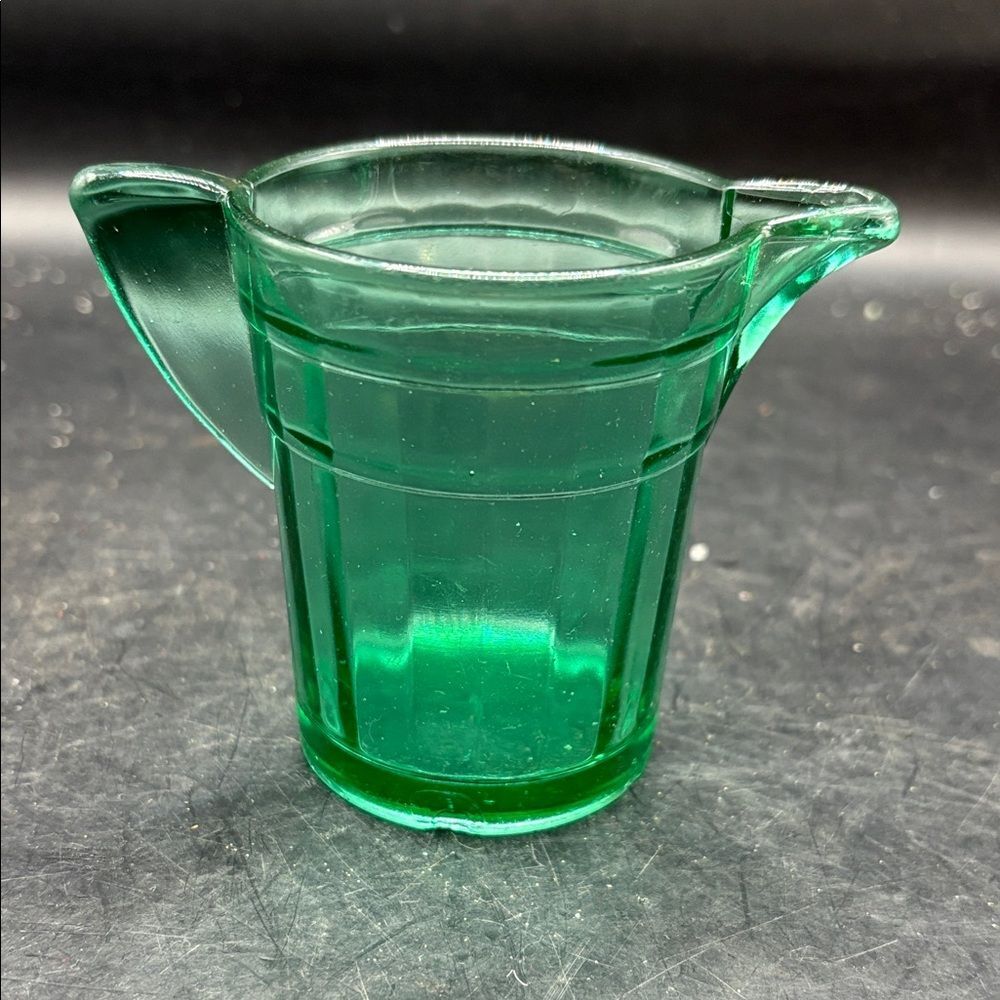 Akro Agate Play Time Tea Set Green Uranium Glass Child's Pitcher
